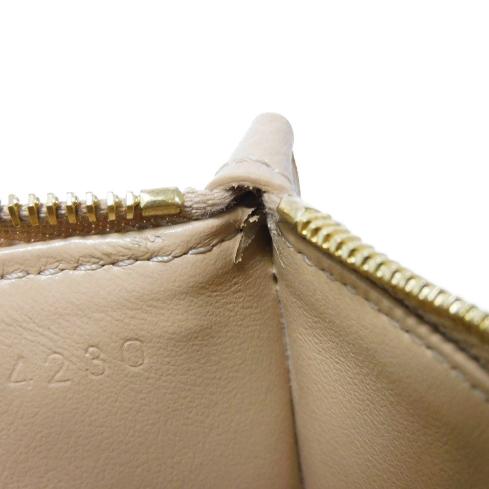 CELINE Coin case 10B683BEL.03ND Grained calfskin (embossed) nude Foil-stamped Calfskin Beige Card Case New logo Compact zipped card holder unisex(Unisex) Used Authentic