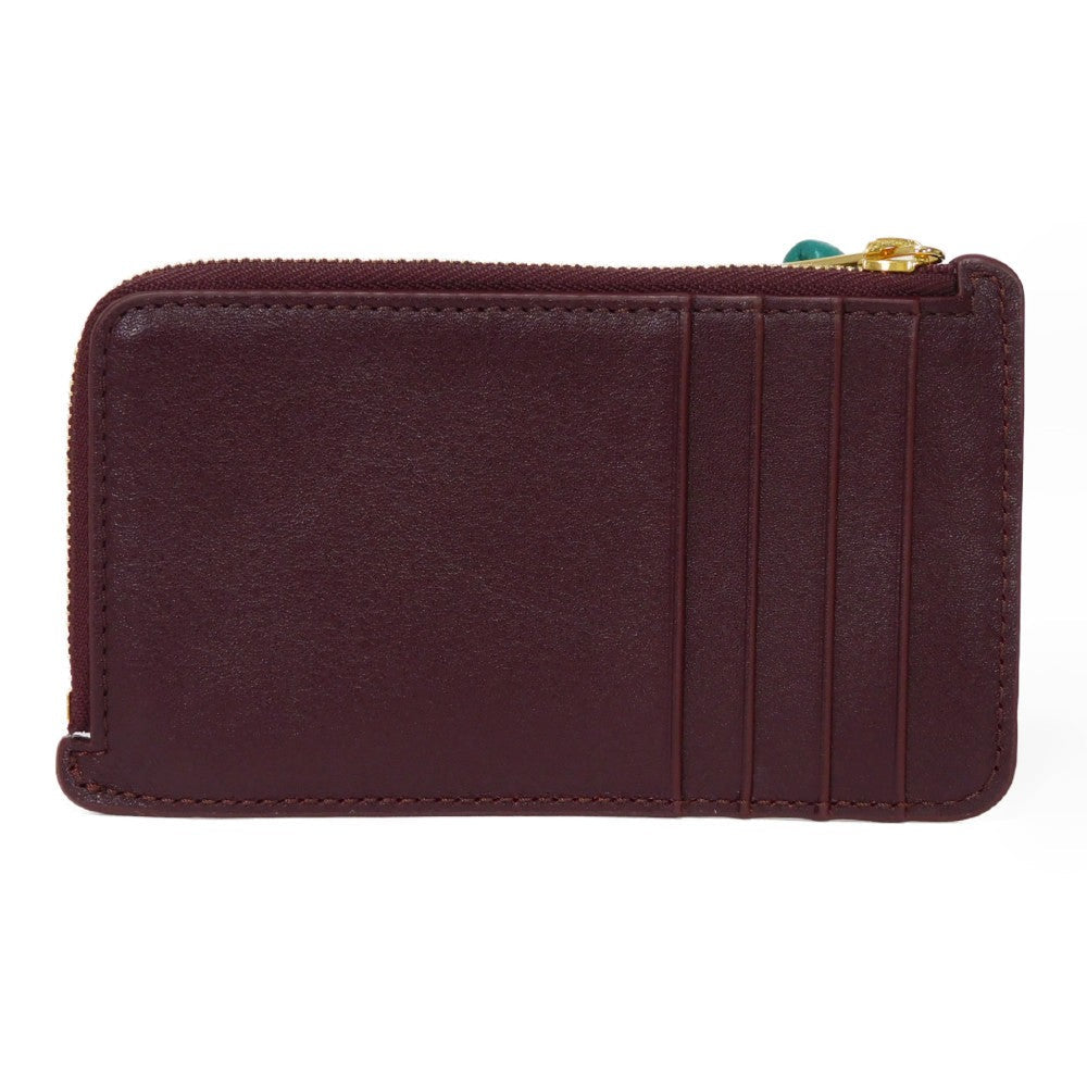 LOEWE Coin case CEM1Z40X02 shiny napa calf Burgundy Current L-shaped zipper Bicolor Emerald Unused logo Knot Coin Card Holder unisex(Unisex) Used Authentic
