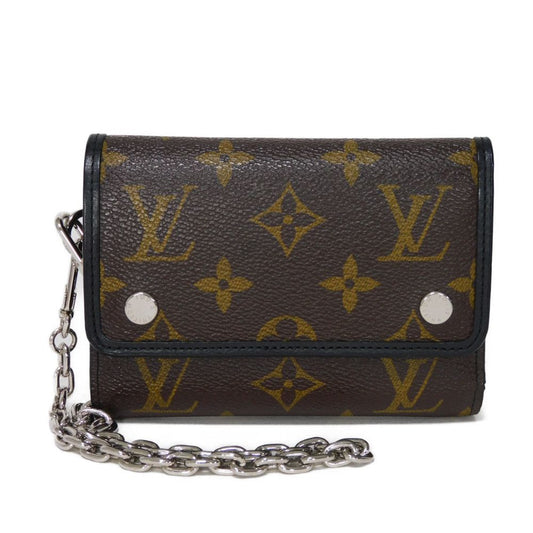 LOUIS VUITTON Tri-fold wallet M60167 Monogram Macassar canvas and grained leather Noir Monogram Macasa Portefeuille compact