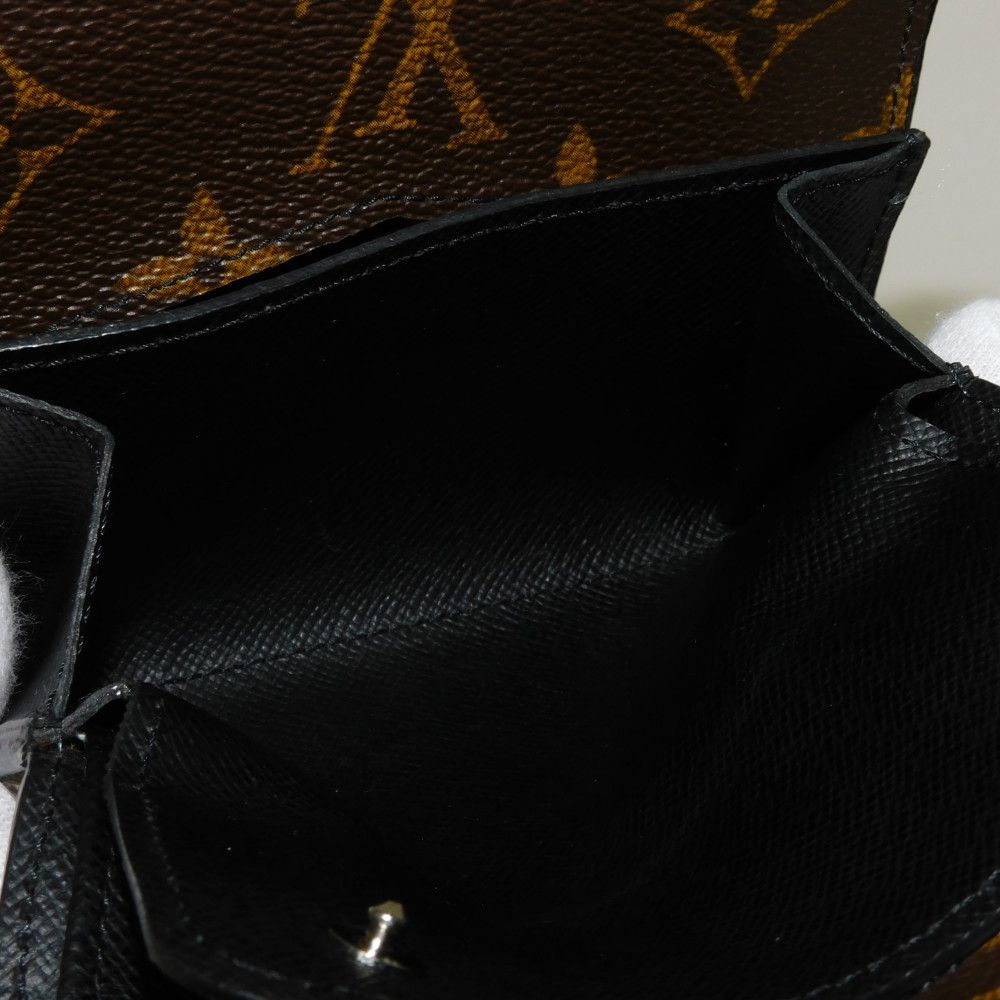 LOUIS VUITTON Tri-fold wallet M60167 Monogram Macassar canvas and grained leather Noir Monogram Macasa Portefeuille compact
