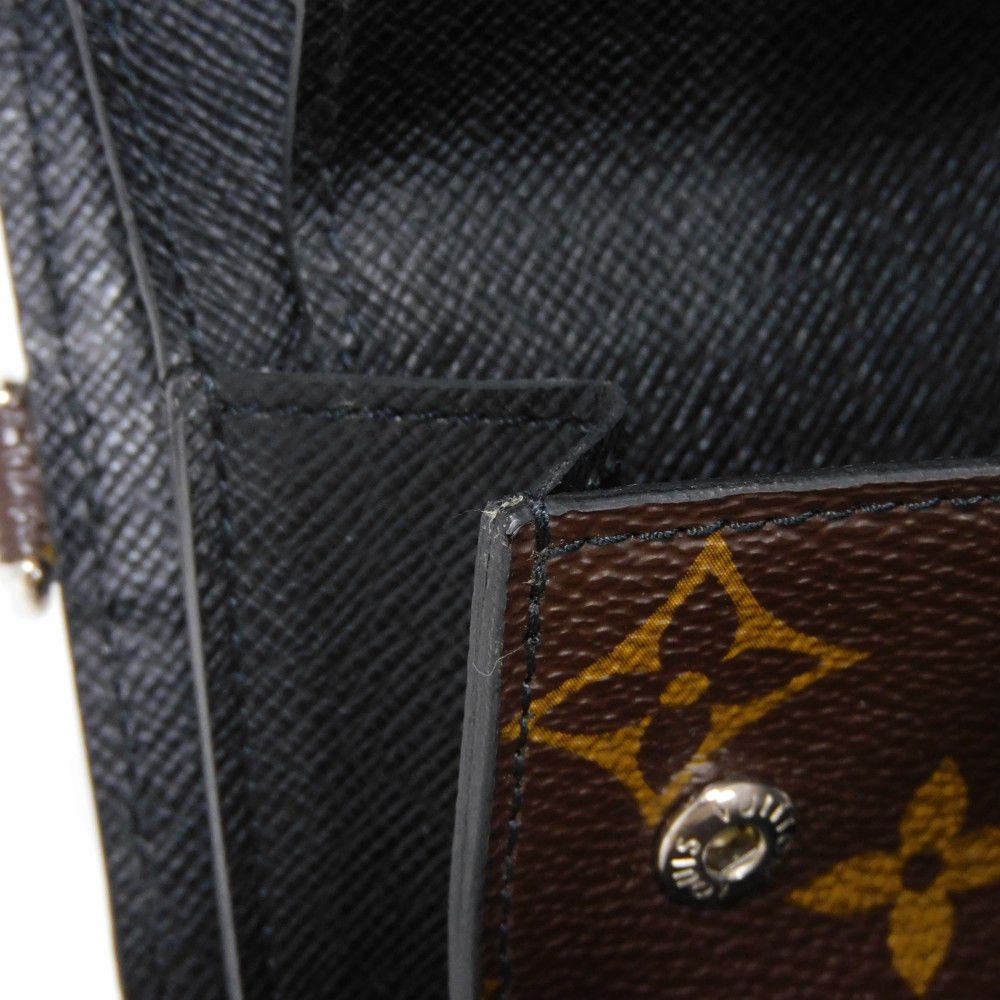 LOUIS VUITTON Tri-fold wallet M60167 Monogram Macassar canvas and grained leather Noir Monogram Macasa Portefeuille compact