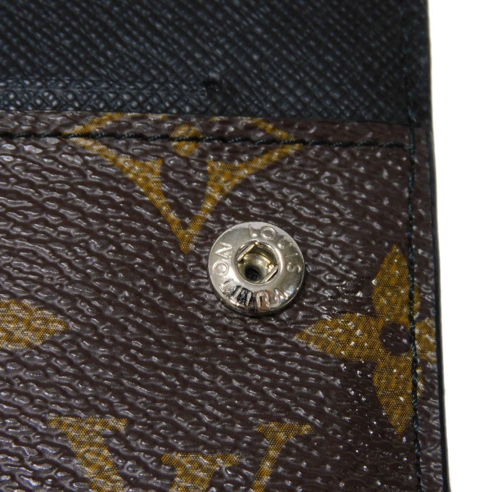 LOUIS VUITTON Tri-fold wallet M60167 Monogram Macassar canvas and grained leather Noir Monogram Macasa Portefeuille compact