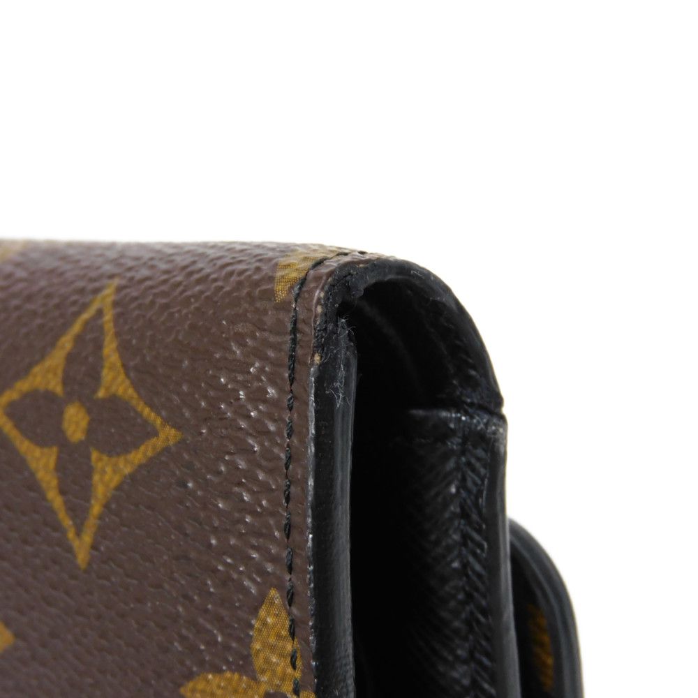 LOUIS VUITTON Tri-fold wallet M60167 Monogram Macassar canvas and grained leather Noir Monogram Macasa Portefeuille compact