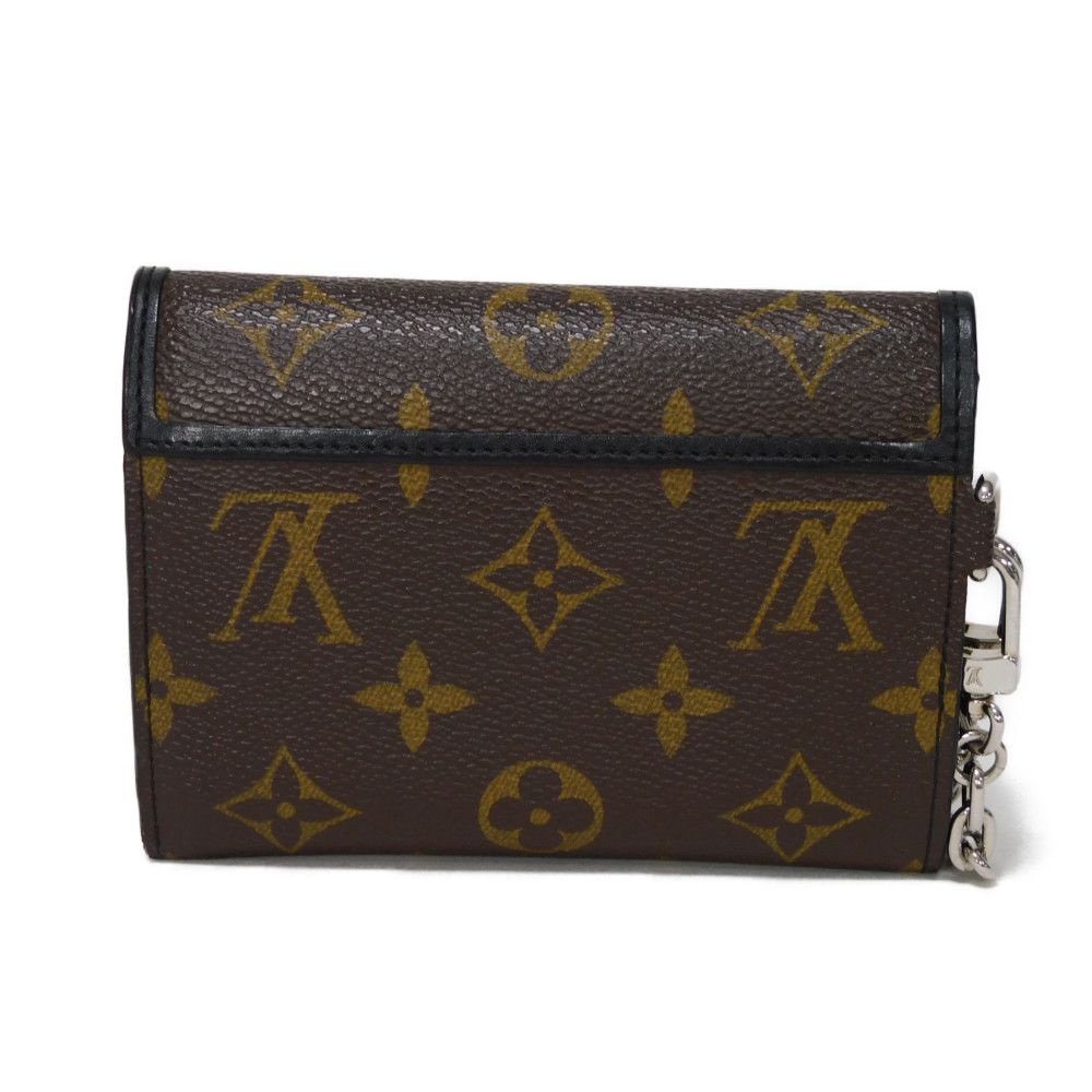 LOUIS VUITTON Tri-fold wallet M60167 Monogram Macassar canvas and grained leather Noir Monogram Macasa Portefeuille compact