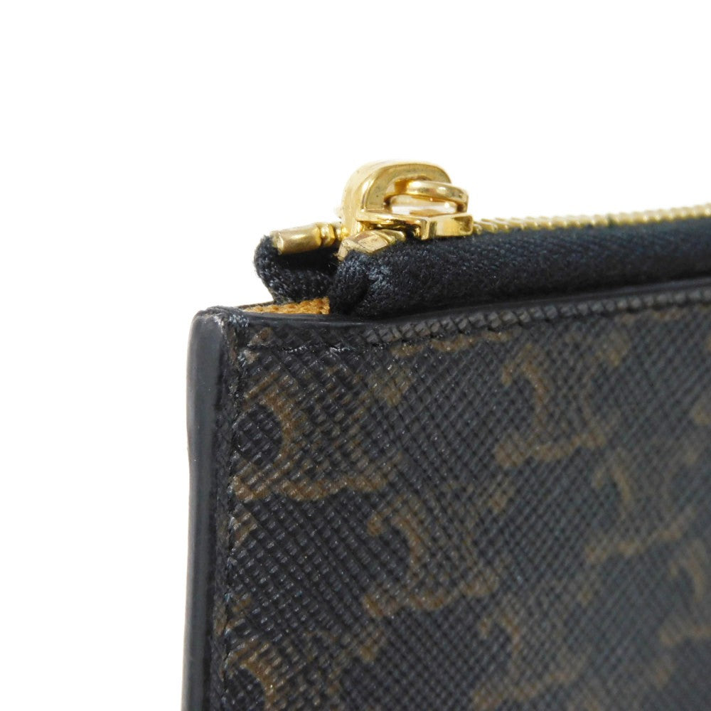 CELINE Coin case 10D882CCP.04LU Triomphe canvas (coating processing) black Foil stamping old style khaki L-shaped zipper wallet New logo Triomphe coin purse unisex(Unisex) Used Authentic