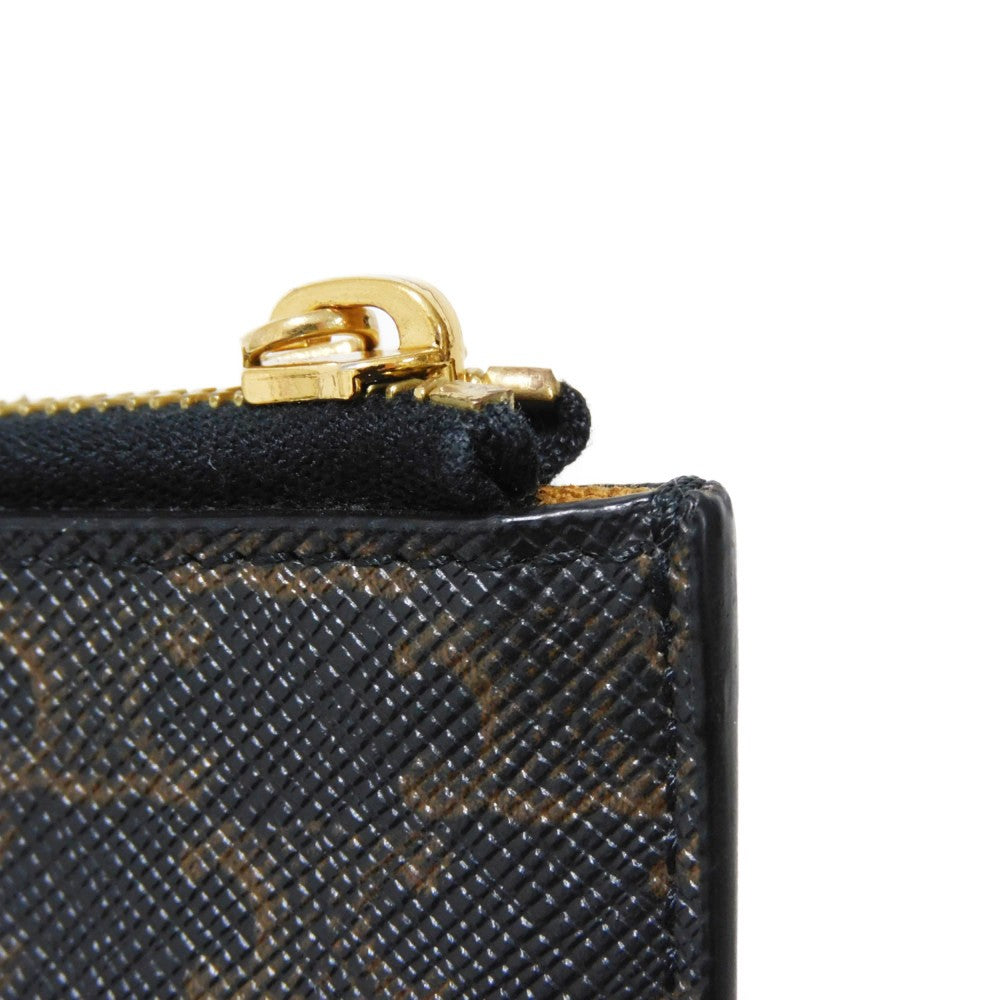 CELINE Coin case 10D882CCP.04LU Triomphe canvas (coating processing) black Foil stamping old style khaki L-shaped zipper wallet New logo Triomphe coin purse unisex(Unisex) Used Authentic