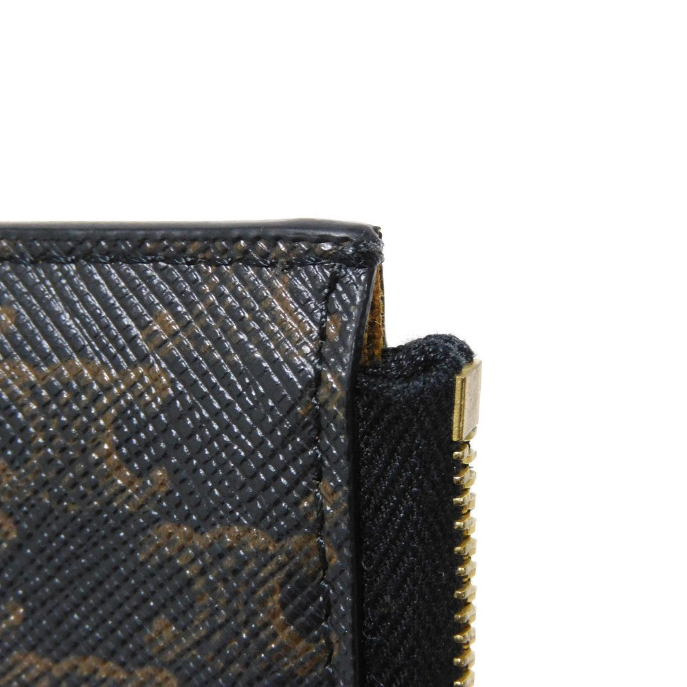 CELINE Coin case 10D882CCP.04LU Triomphe canvas (coating processing) black Foil stamping old style khaki L-shaped zipper wallet New logo Triomphe coin purse unisex(Unisex) Used Authentic