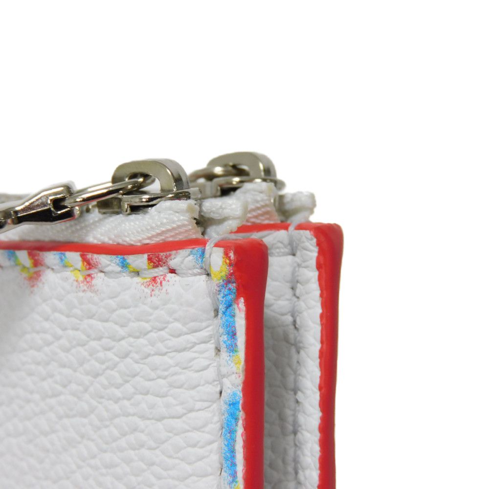 LOUIS VUITTON Coin case M81430 Grained calf leather (damier giant print) Blanc Spray Key Hook RFID Damier 3D Giant Double Zipped Card Holder mens Used Authentic