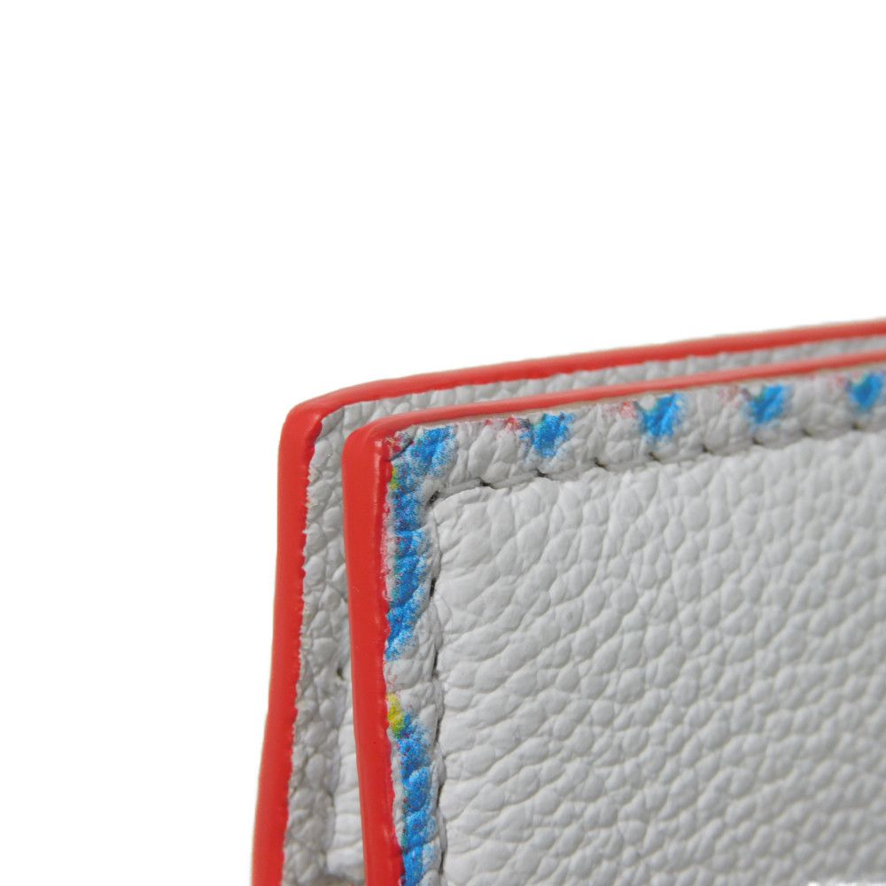 LOUIS VUITTON Coin case M81430 Grained calf leather (damier giant print) Blanc Spray Key Hook RFID Damier 3D Giant Double Zipped Card Holder mens Used Authentic