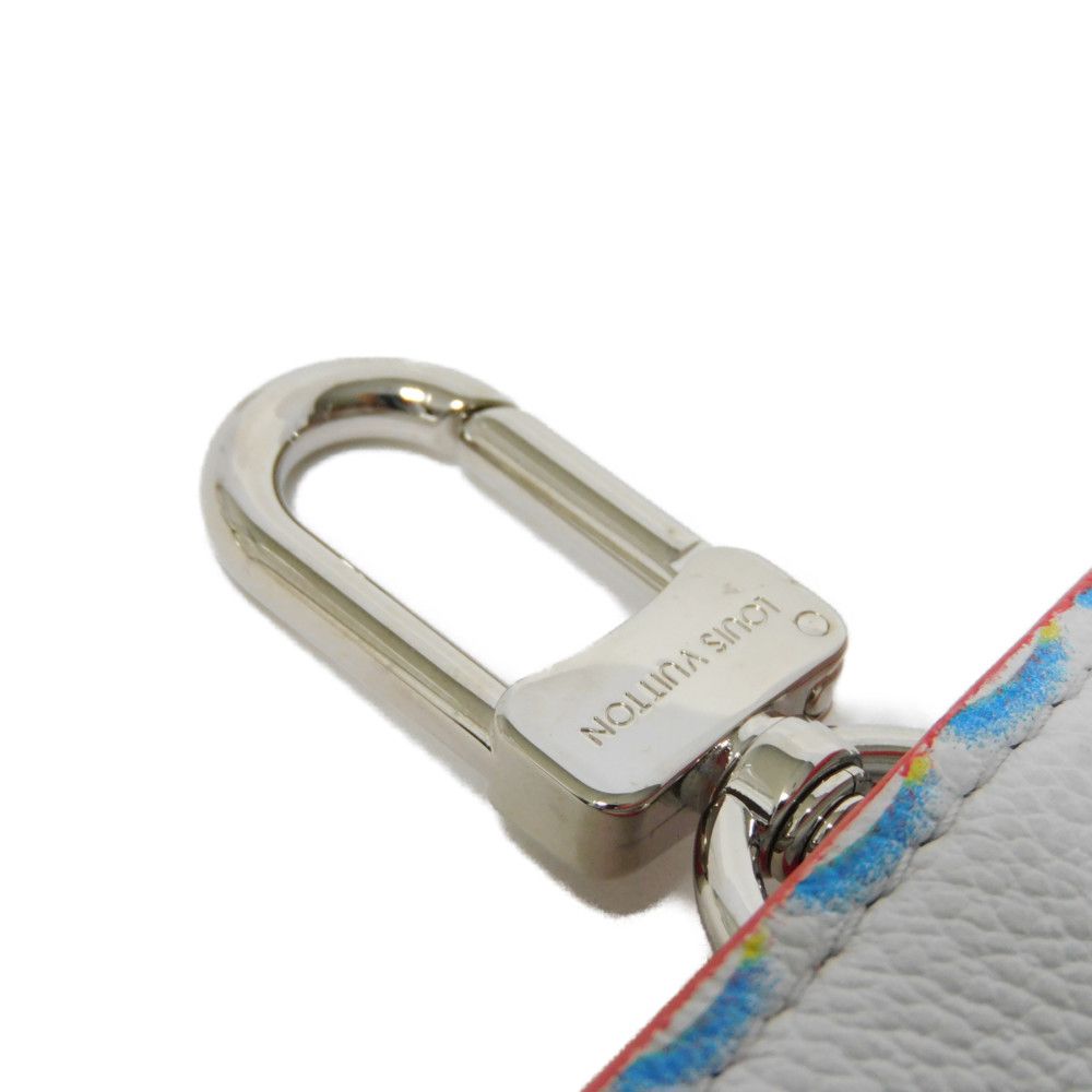 LOUIS VUITTON Coin case M81430 Grained calf leather (damier giant print) Blanc Spray Key Hook RFID Damier 3D Giant Double Zipped Card Holder mens Used Authentic