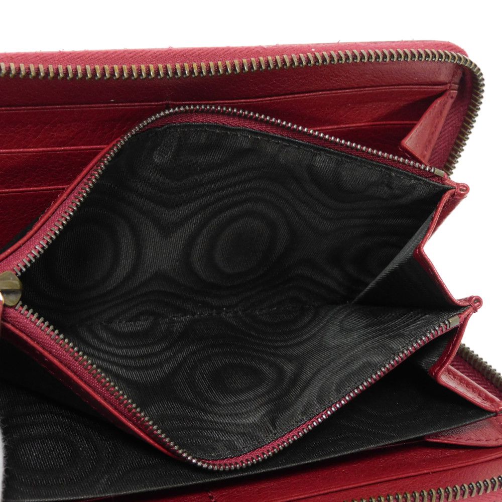 GUCCI Long Wallet Purse 658634 17Q0T 6207 Smooth Calfskin Leather Rosso Ancora Bamboo Smooth Calfskin GG Marmont Diana zip around wallet unisex(Unisex) Used Authentic