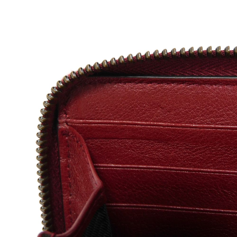 GUCCI Long Wallet Purse 658634 17Q0T 6207 Smooth Calfskin Leather Rosso Ancora Bamboo Smooth Calfskin GG Marmont Diana zip around wallet unisex(Unisex) Used Authentic