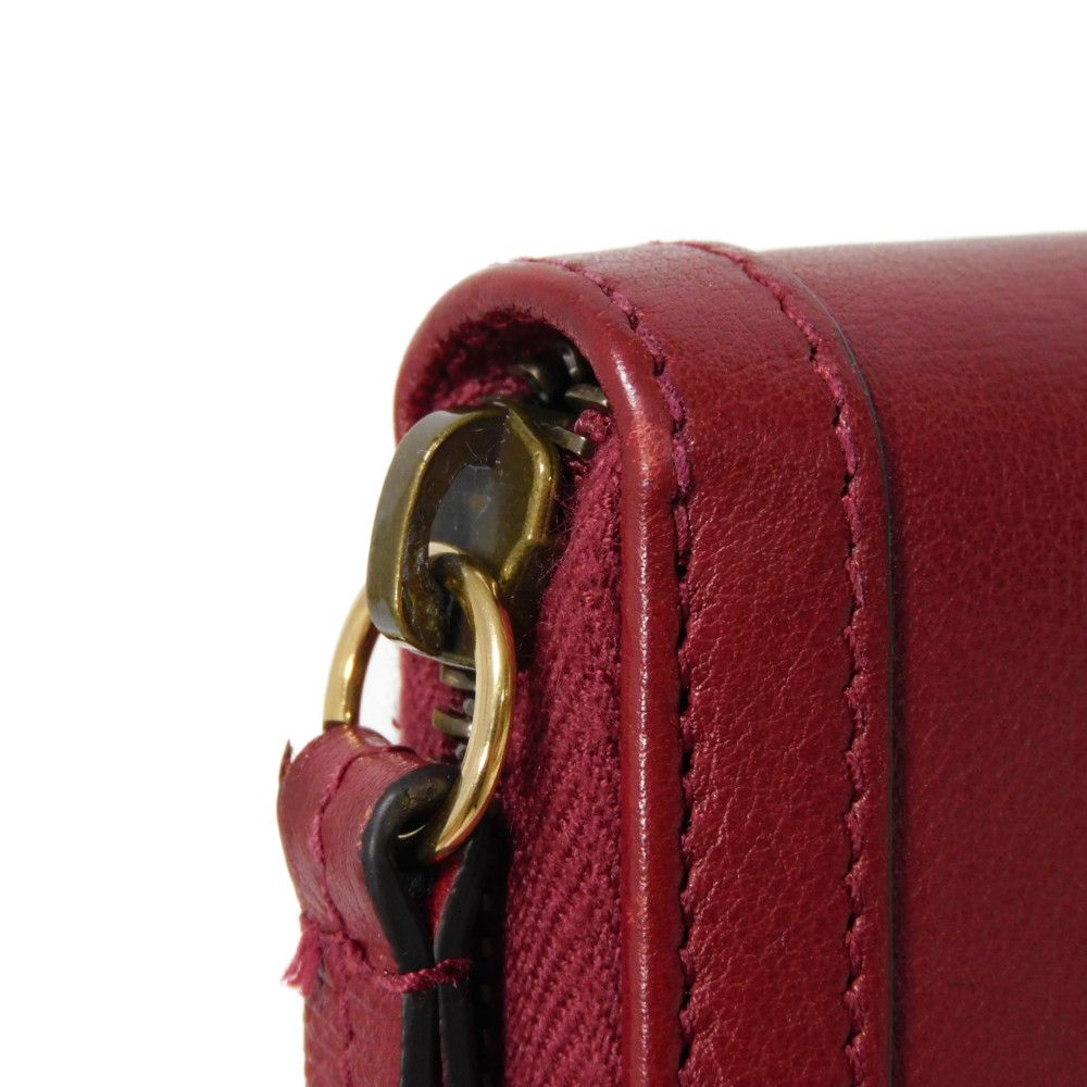 GUCCI Long Wallet Purse 658634 17Q0T 6207 Smooth Calfskin Leather Rosso Ancora Bamboo Smooth Calfskin GG Marmont Diana zip around wallet unisex(Unisex) Used Authentic