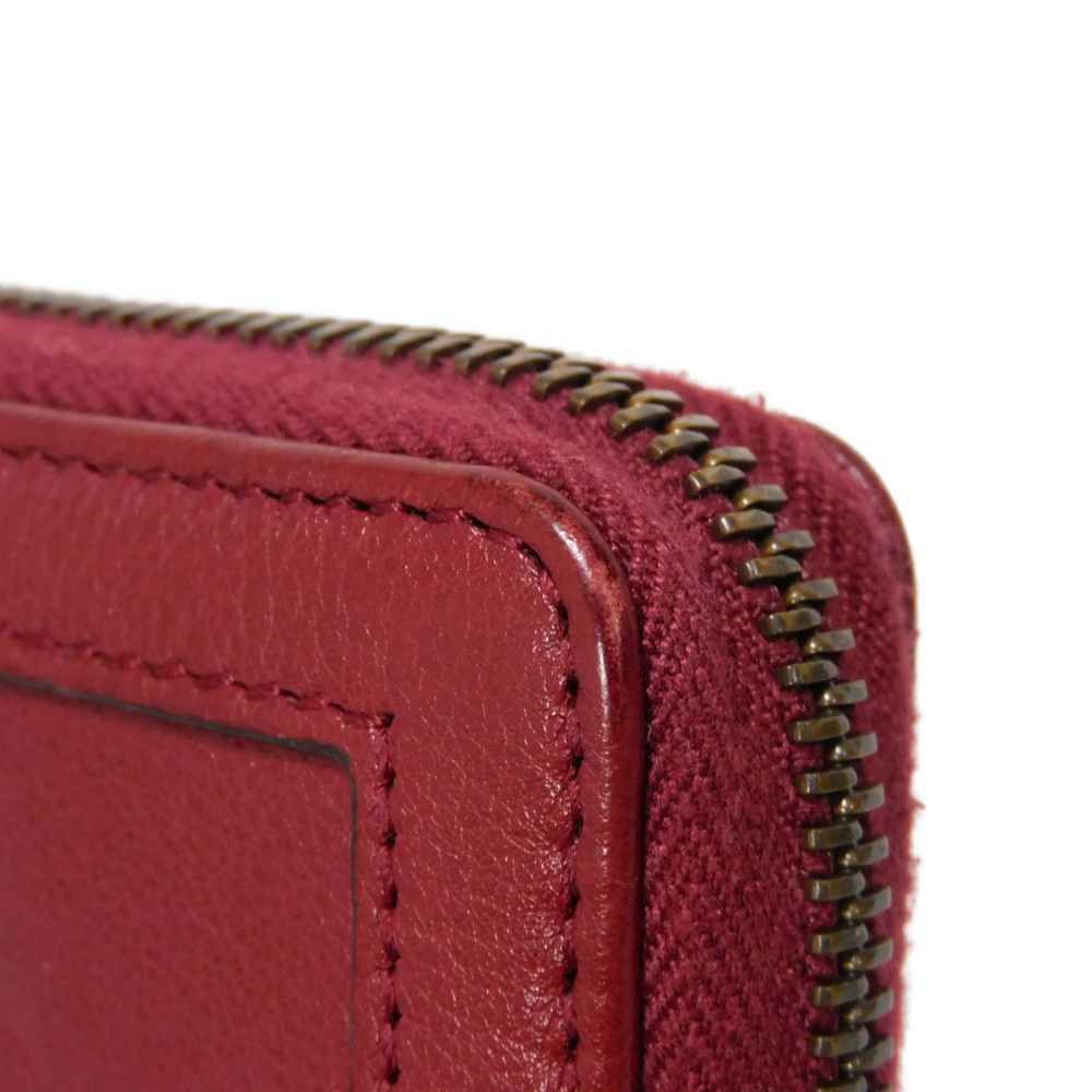GUCCI Long Wallet Purse 658634 17Q0T 6207 Smooth Calfskin Leather Rosso Ancora Bamboo Smooth Calfskin GG Marmont Diana zip around wallet unisex(Unisex) Used Authentic