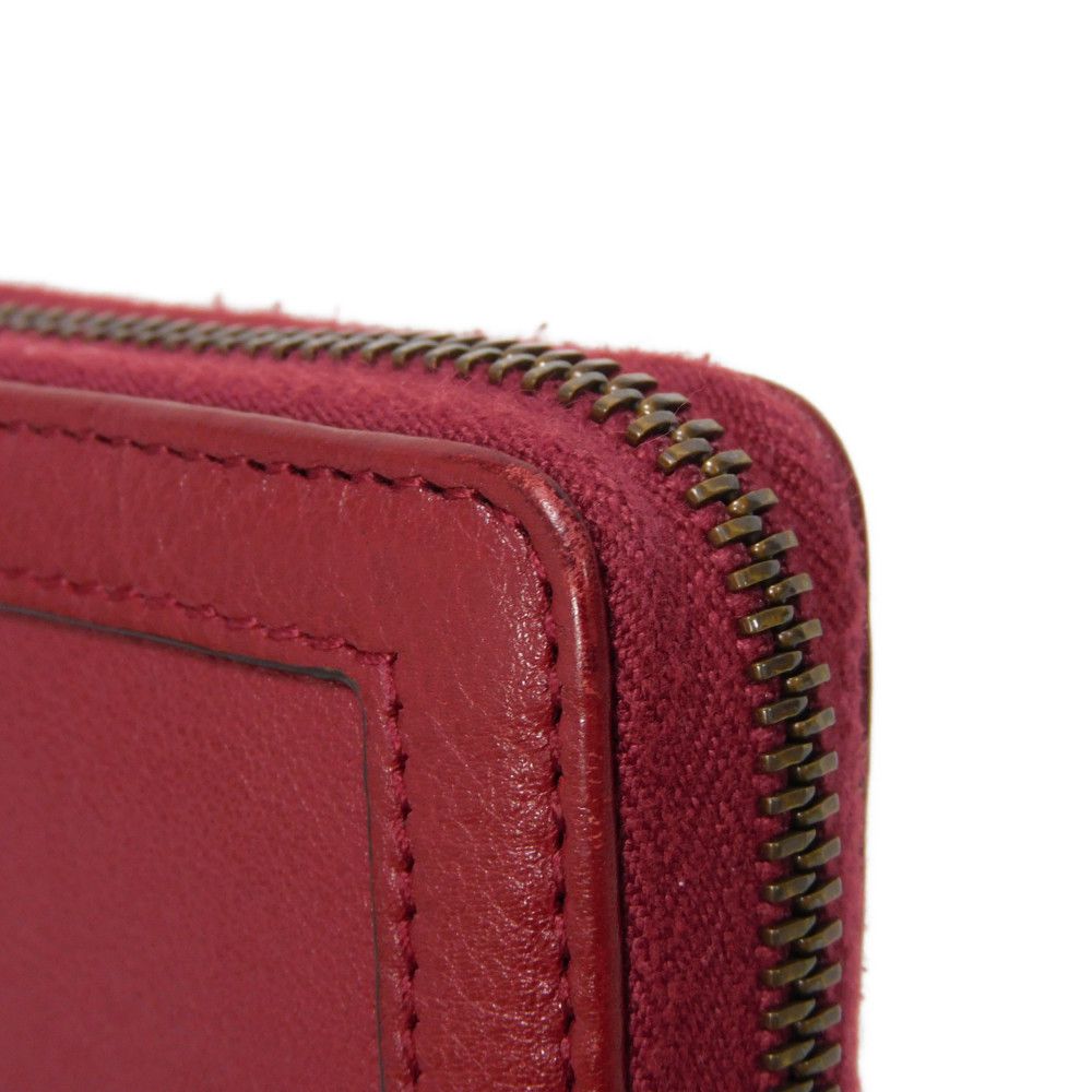 GUCCI Long Wallet Purse 658634 17Q0T 6207 Smooth Calfskin Leather Rosso Ancora Bamboo Smooth Calfskin GG Marmont Diana zip around wallet unisex(Unisex) Used Authentic