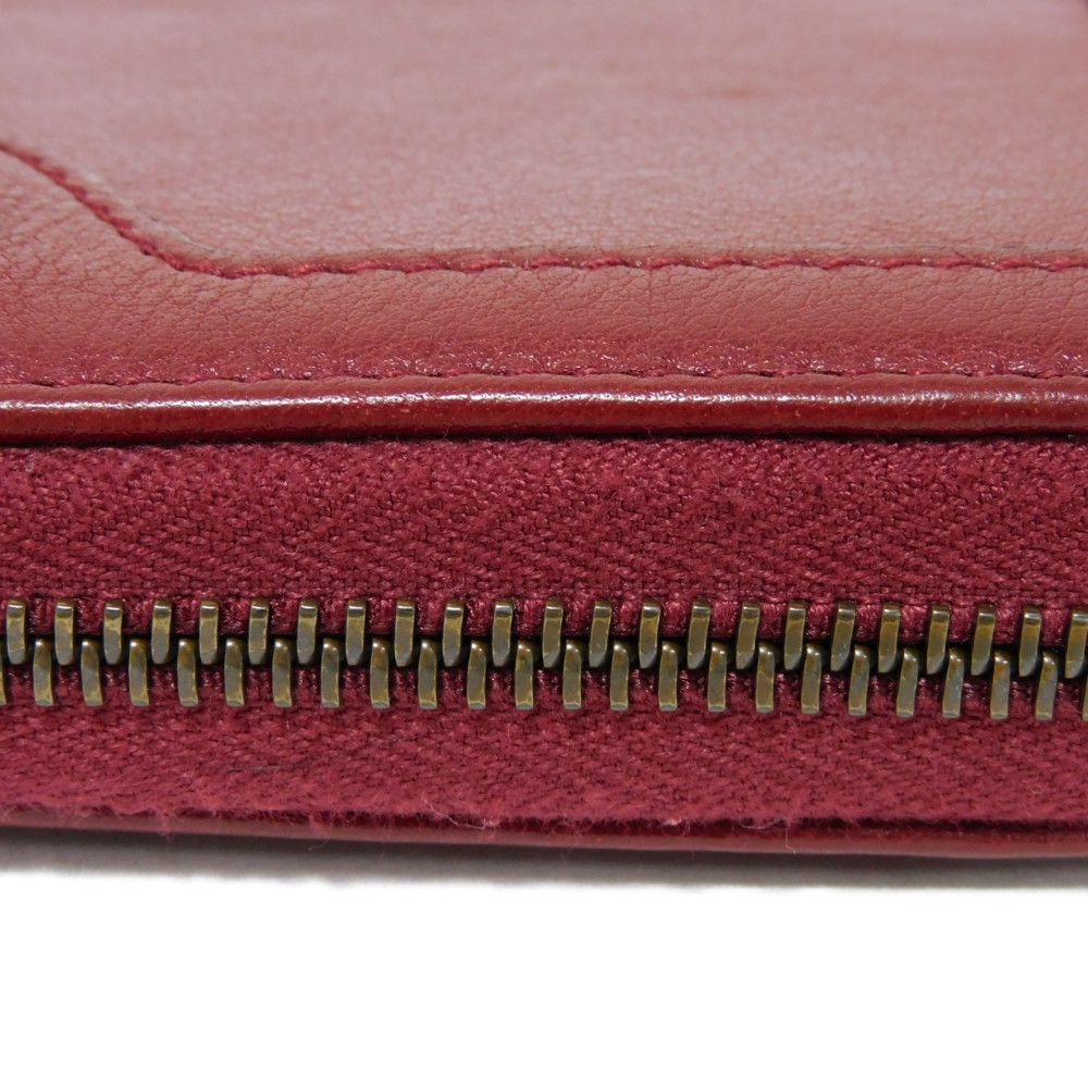GUCCI Long Wallet Purse 658634 17Q0T 6207 Smooth Calfskin Leather Rosso Ancora Bamboo Smooth Calfskin GG Marmont Diana zip around wallet unisex(Unisex) Used Authentic
