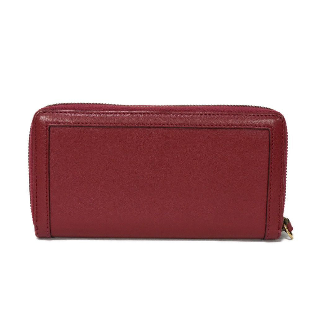 GUCCI Long Wallet Purse 658634 17Q0T 6207 Smooth Calfskin Leather Rosso Ancora Bamboo Smooth Calfskin GG Marmont Diana zip around wallet unisex(Unisex) Used Authentic