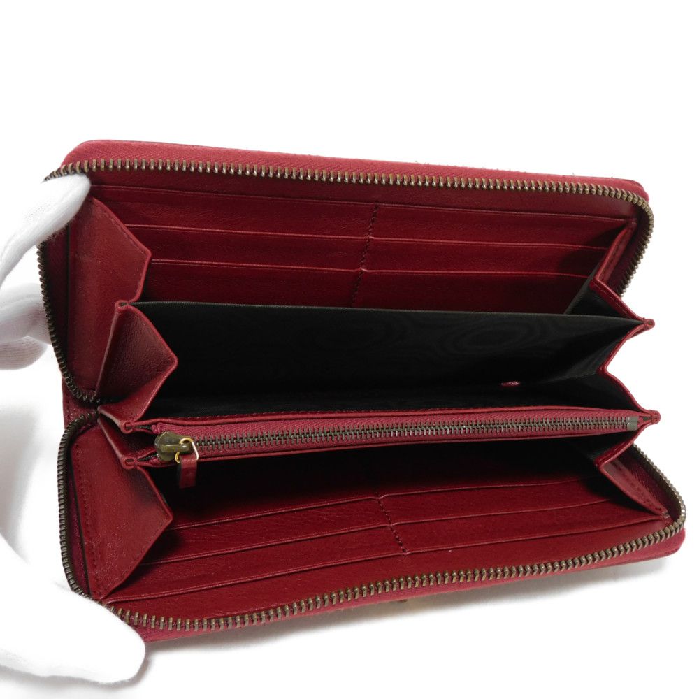 GUCCI Long Wallet Purse 658634 17Q0T 6207 Smooth Calfskin Leather Rosso Ancora Bamboo Smooth Calfskin GG Marmont Diana zip around wallet unisex(Unisex) Used Authentic