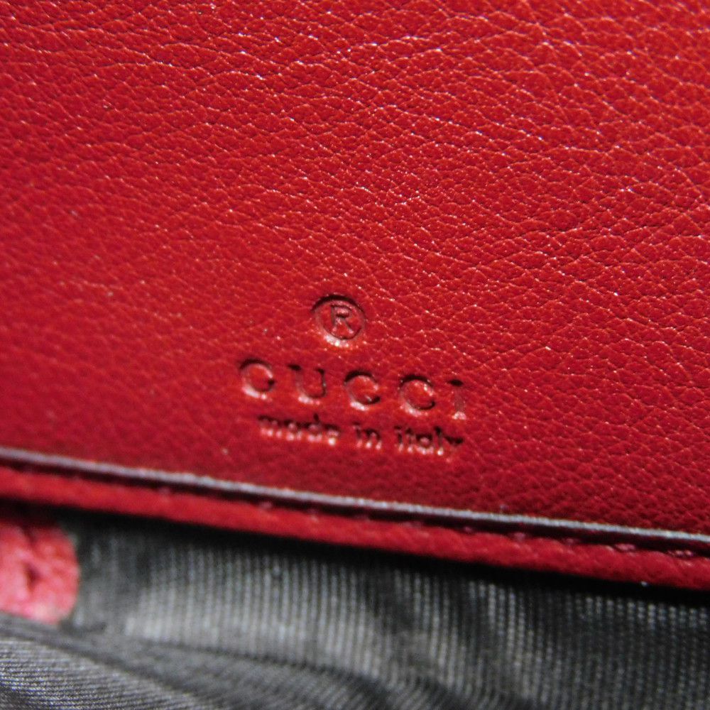 GUCCI Long Wallet Purse 658634 17Q0T 6207 Smooth Calfskin Leather Rosso Ancora Bamboo Smooth Calfskin GG Marmont Diana zip around wallet unisex(Unisex) Used Authentic