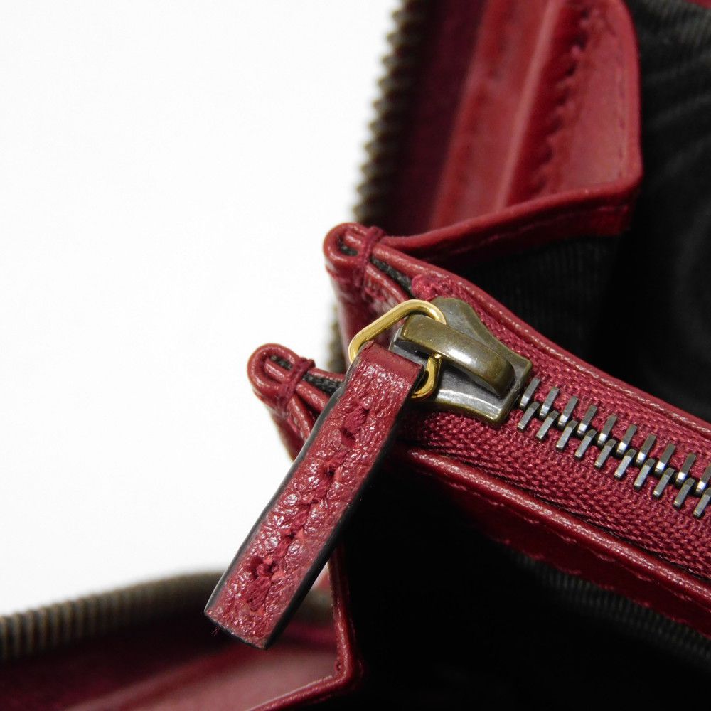 GUCCI Long Wallet Purse 658634 17Q0T 6207 Smooth Calfskin Leather Rosso Ancora Bamboo Smooth Calfskin GG Marmont Diana zip around wallet unisex(Unisex) Used Authentic