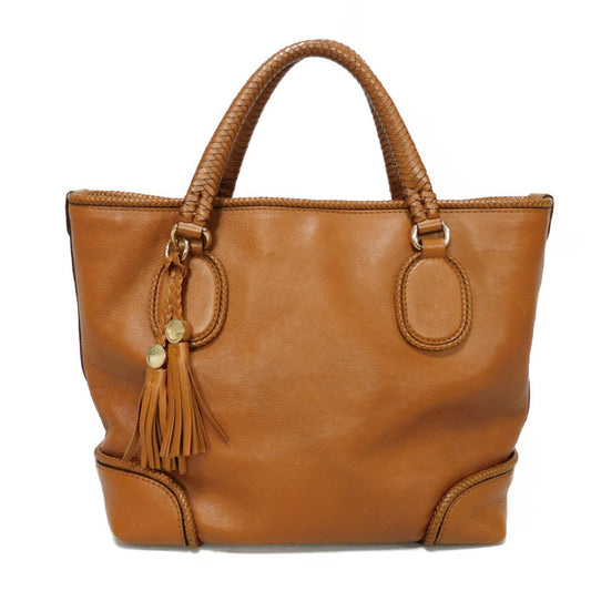 GUCCI Tote Bag 257023 Calf leather Brown G logo tassel charm Marrakech Tote