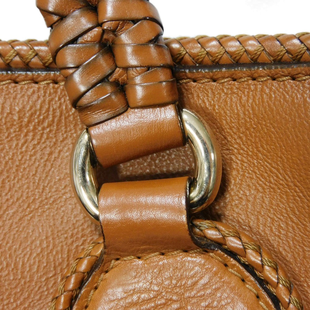 GUCCI Tote Bag 257023 Calf leather Brown G logo tassel charm Marrakech Tote