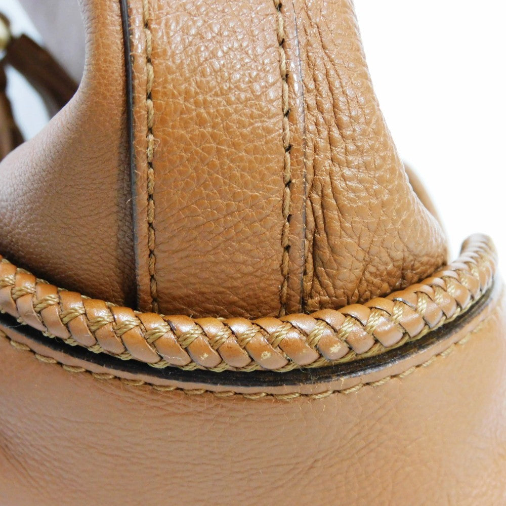 GUCCI Tote Bag 257023 Calf leather Brown G logo tassel charm Marrakech Tote