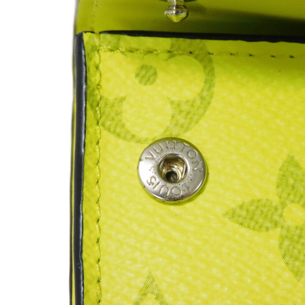 LOUIS VUITTON Tri-fold wallet M67629 Taiga leather x monogram canvas x smooth leather Jonne LV Logo Flower Yellow Taiga Lama Monogram Discovery compact wallet mens Used Authentic