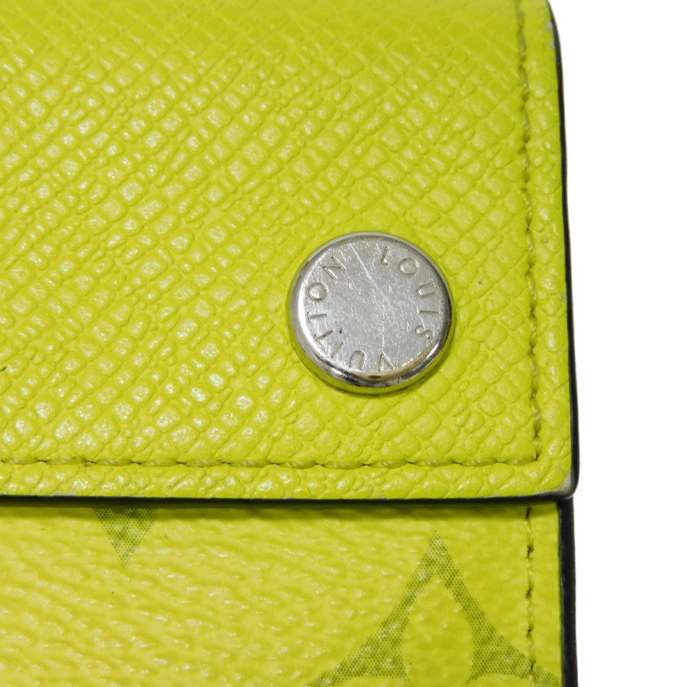 LOUIS VUITTON Tri-fold wallet M67629 Taiga leather x monogram canvas x smooth leather Jonne LV Logo Flower Yellow Taiga Lama Monogram Discovery compact wallet mens Used Authentic