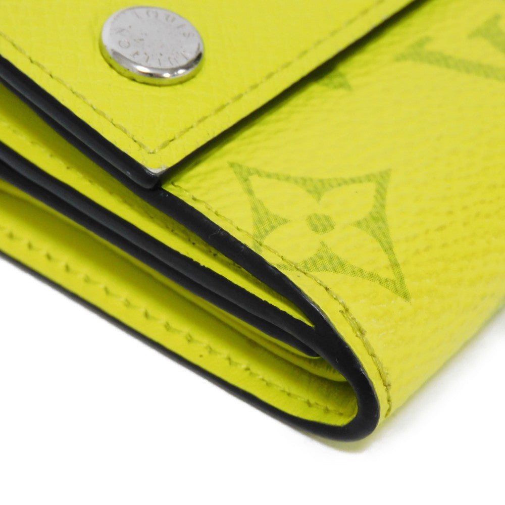 LOUIS VUITTON Tri-fold wallet M67629 Taiga leather x monogram canvas x smooth leather Jonne LV Logo Flower Yellow Taiga Lama Monogram Discovery compact wallet mens Used Authentic