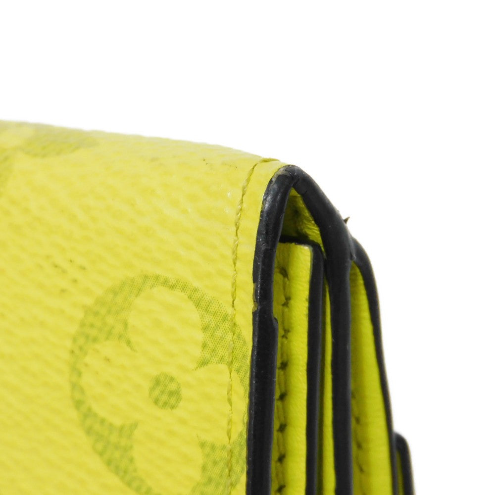 LOUIS VUITTON Tri-fold wallet M67629 Taiga leather x monogram canvas x smooth leather Jonne LV Logo Flower Yellow Taiga Lama Monogram Discovery compact wallet mens Used Authentic