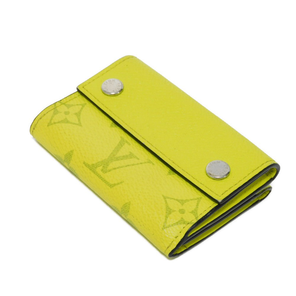 LOUIS VUITTON Tri-fold wallet M67629 Taiga leather x monogram canvas x smooth leather Jonne LV Logo Flower Yellow Taiga Lama Monogram Discovery compact wallet mens Used Authentic