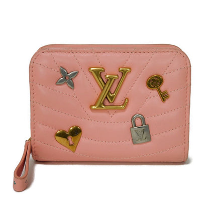 LOUIS VUITTON Bifold Wallet M63965 Smooth Calfskin Leather pink LV logo key padlock heart New Wave Love Rock Portefeuille Compact Zip Women Used Authentic