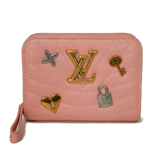 LOUIS VUITTON Bifold Wallet M63965 Smooth Calfskin Leather pink LV logo key padlock heart New Wave Love Rock Portefeuille Compact Zip Women Used Authentic