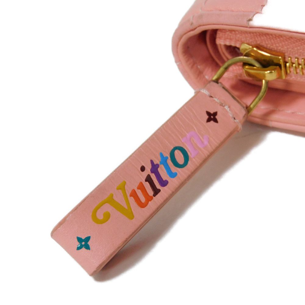 LOUIS VUITTON Bifold Wallet M63965 Smooth Calfskin Leather pink LV logo key padlock heart New Wave Love Rock Portefeuille Compact Zip Women Used Authentic