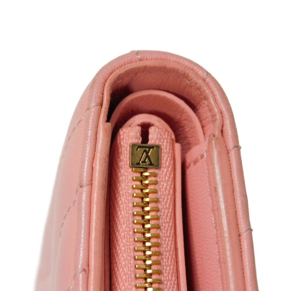 LOUIS VUITTON Bifold Wallet M63965 Smooth Calfskin Leather pink LV logo key padlock heart New Wave Love Rock Portefeuille Compact Zip Women Used Authentic