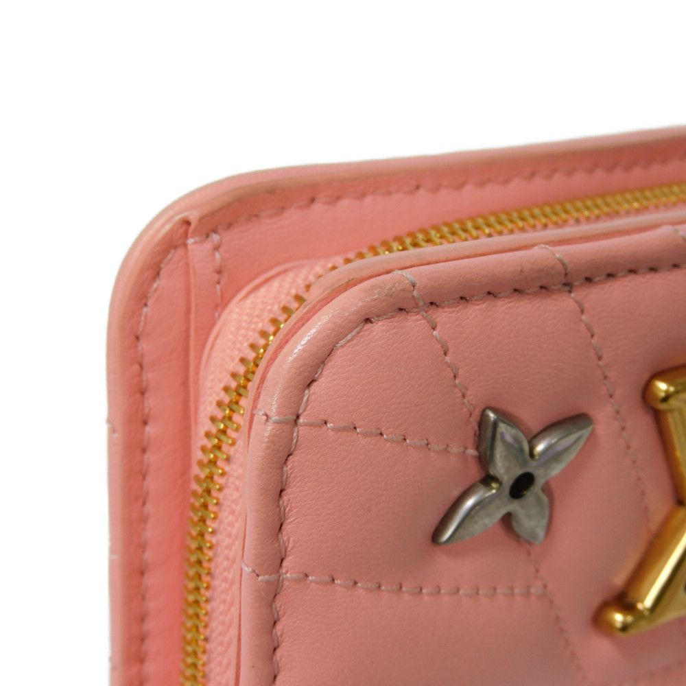 LOUIS VUITTON Bifold Wallet M63965 Smooth Calfskin Leather pink LV logo key padlock heart New Wave Love Rock Portefeuille Compact Zip Women Used Authentic