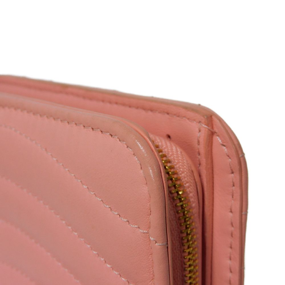 LOUIS VUITTON Bifold Wallet M63965 Smooth Calfskin Leather pink LV logo key padlock heart New Wave Love Rock Portefeuille Compact Zip Women Used Authentic