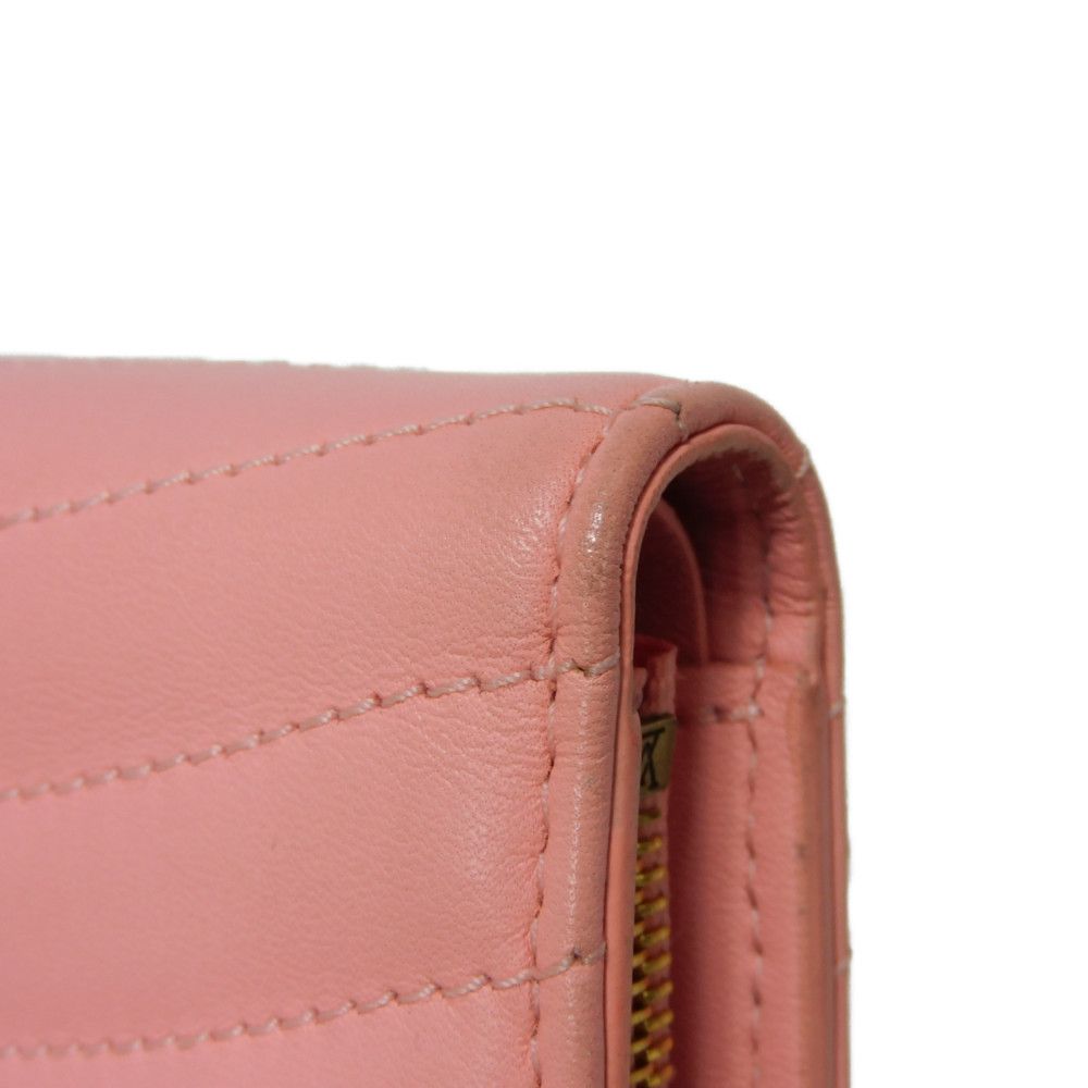 LOUIS VUITTON Bifold Wallet M63965 Smooth Calfskin Leather pink LV logo key padlock heart New Wave Love Rock Portefeuille Compact Zip Women Used Authentic