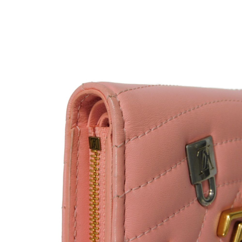LOUIS VUITTON Bifold Wallet M63965 Smooth Calfskin Leather pink LV logo key padlock heart New Wave Love Rock Portefeuille Compact Zip Women Used Authentic