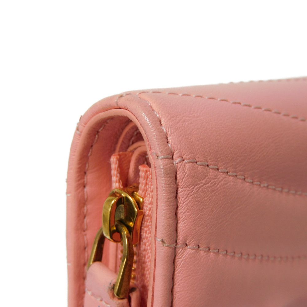 LOUIS VUITTON Bifold Wallet M63965 Smooth Calfskin Leather pink LV logo key padlock heart New Wave Love Rock Portefeuille Compact Zip Women Used Authentic