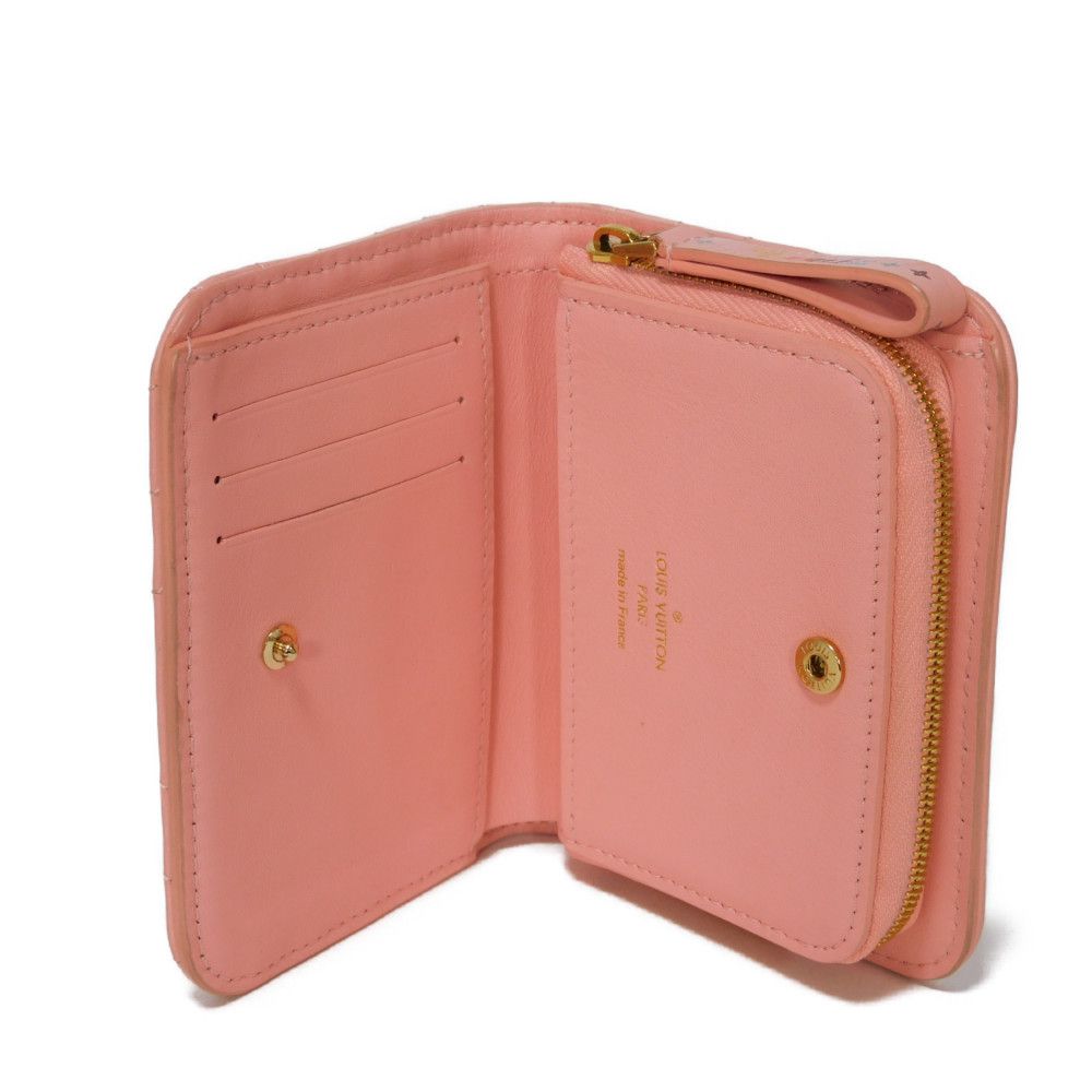 LOUIS VUITTON Bifold Wallet M63965 Smooth Calfskin Leather pink LV logo key padlock heart New Wave Love Rock Portefeuille Compact Zip Women Used Authentic