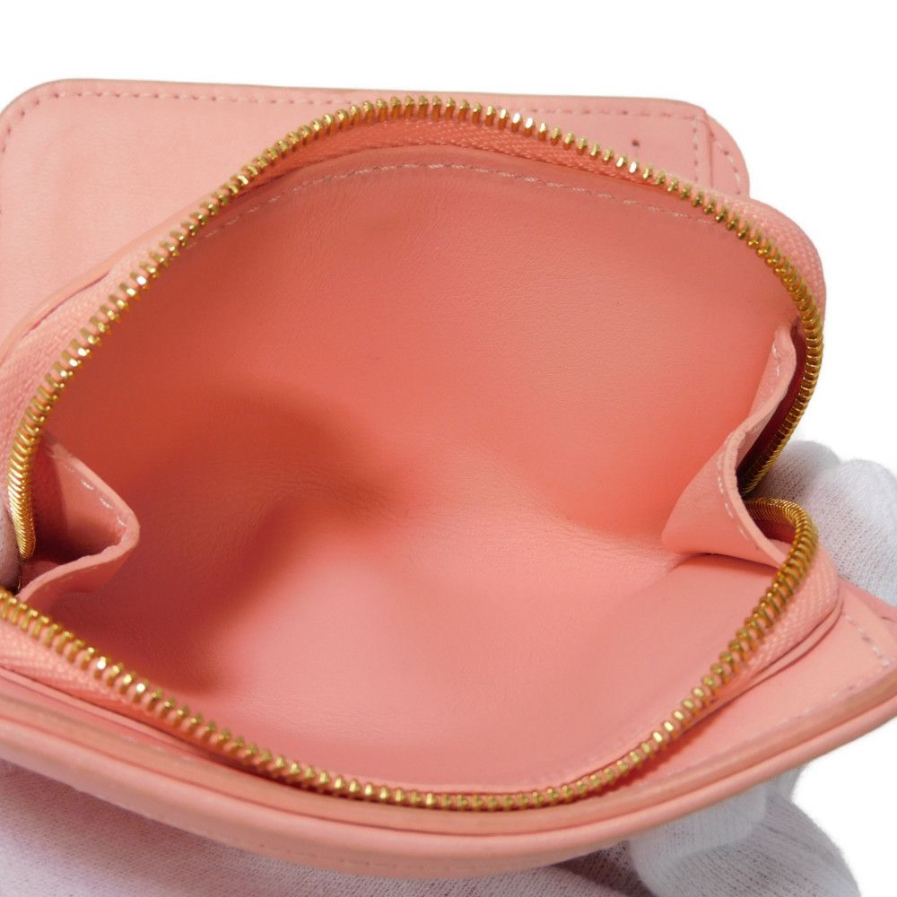 LOUIS VUITTON Bifold Wallet M63965 Smooth Calfskin Leather pink LV logo key padlock heart New Wave Love Rock Portefeuille Compact Zip Women Used Authentic