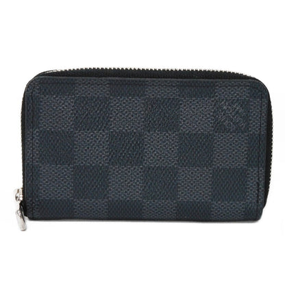 LOUIS VUITTON Coin case N63076 Damier Graffit canvas x grain leather Noir Black New Zip Around RFID Damier Graphite Zip around purse mens Used Authentic