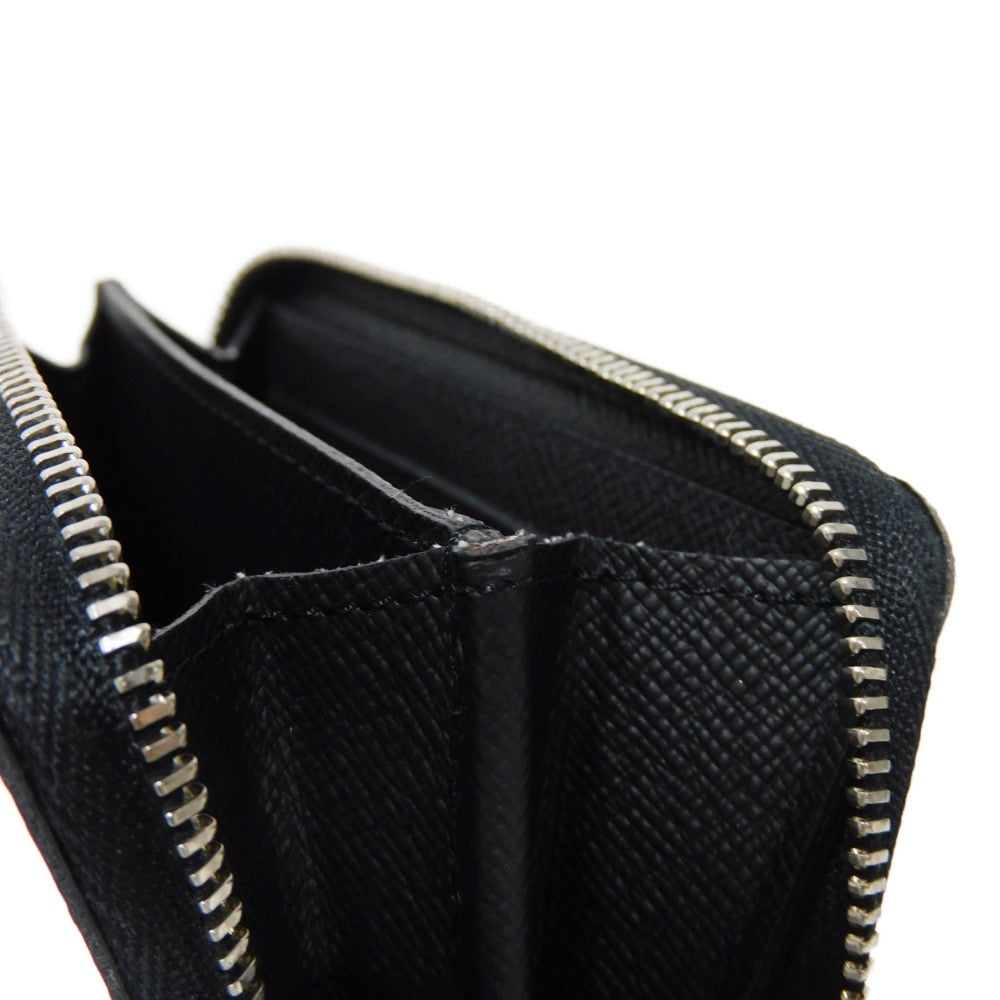 LOUIS VUITTON Coin case N63076 Damier Graffit canvas x grain leather Noir Black New Zip Around RFID Damier Graphite Zip around purse mens Used Authentic