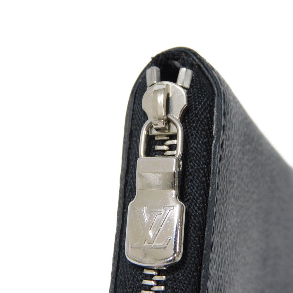 LOUIS VUITTON Coin case N63076 Damier Graffit canvas x grain leather Noir Black New Zip Around RFID Damier Graphite Zip around purse mens Used Authentic