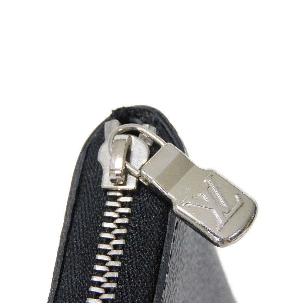LOUIS VUITTON Coin case N63076 Damier Graffit canvas x grain leather Noir Black New Zip Around RFID Damier Graphite Zip around purse mens Used Authentic