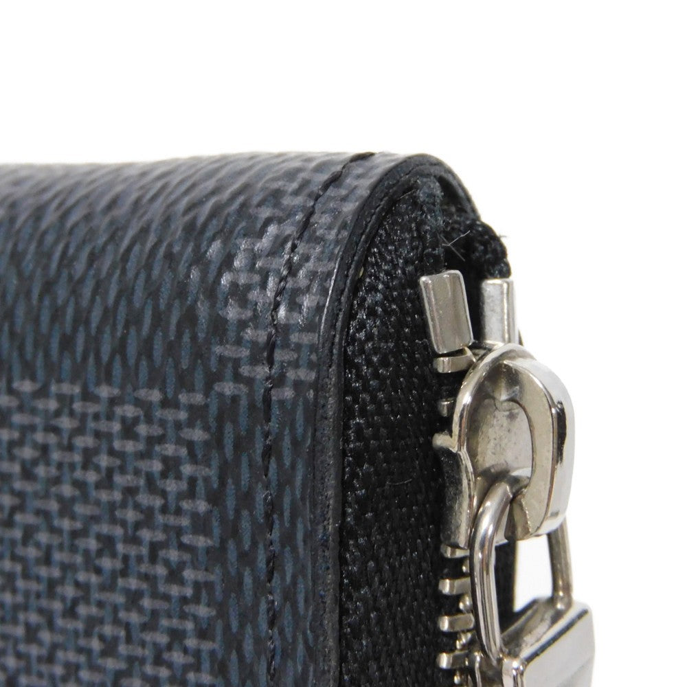LOUIS VUITTON Coin case N63076 Damier Graffit canvas x grain leather Noir Black New Zip Around RFID Damier Graphite Zip around purse mens Used Authentic