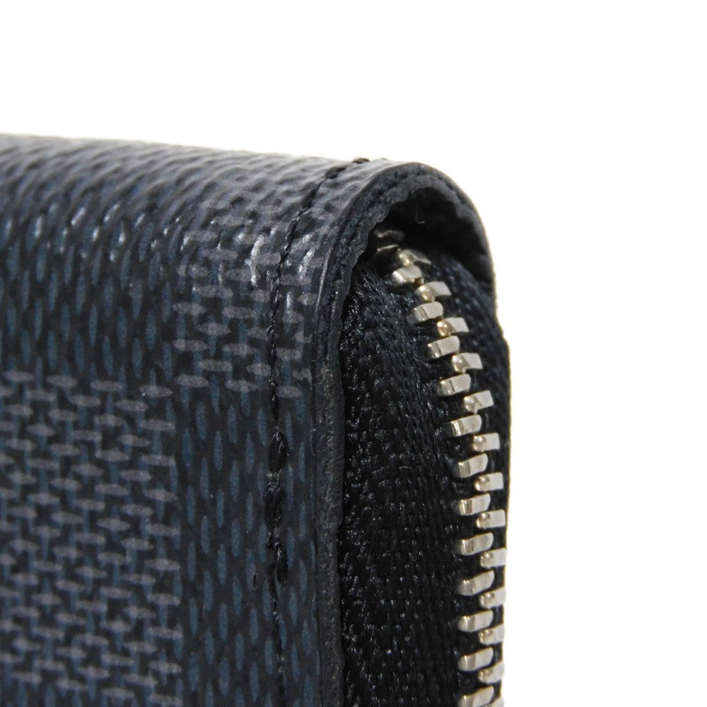 LOUIS VUITTON Coin case N63076 Damier Graffit canvas x grain leather Noir Black New Zip Around RFID Damier Graphite Zip around purse mens Used Authentic
