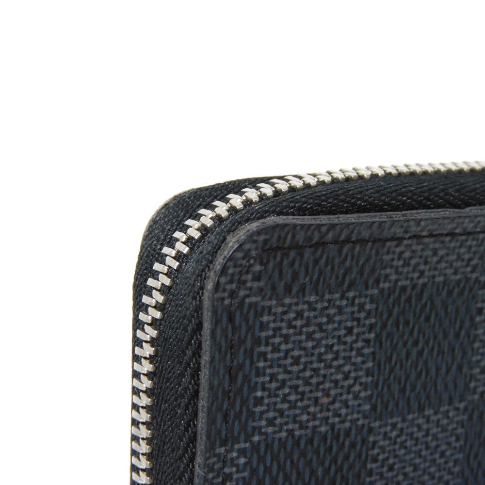 LOUIS VUITTON Coin case N63076 Damier Graffit canvas x grain leather Noir Black New Zip Around RFID Damier Graphite Zip around purse mens Used Authentic